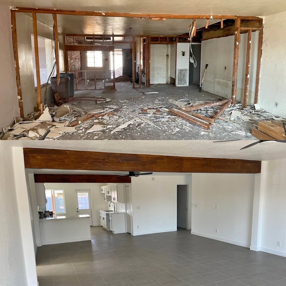 Kitchen and living renovation — before and after